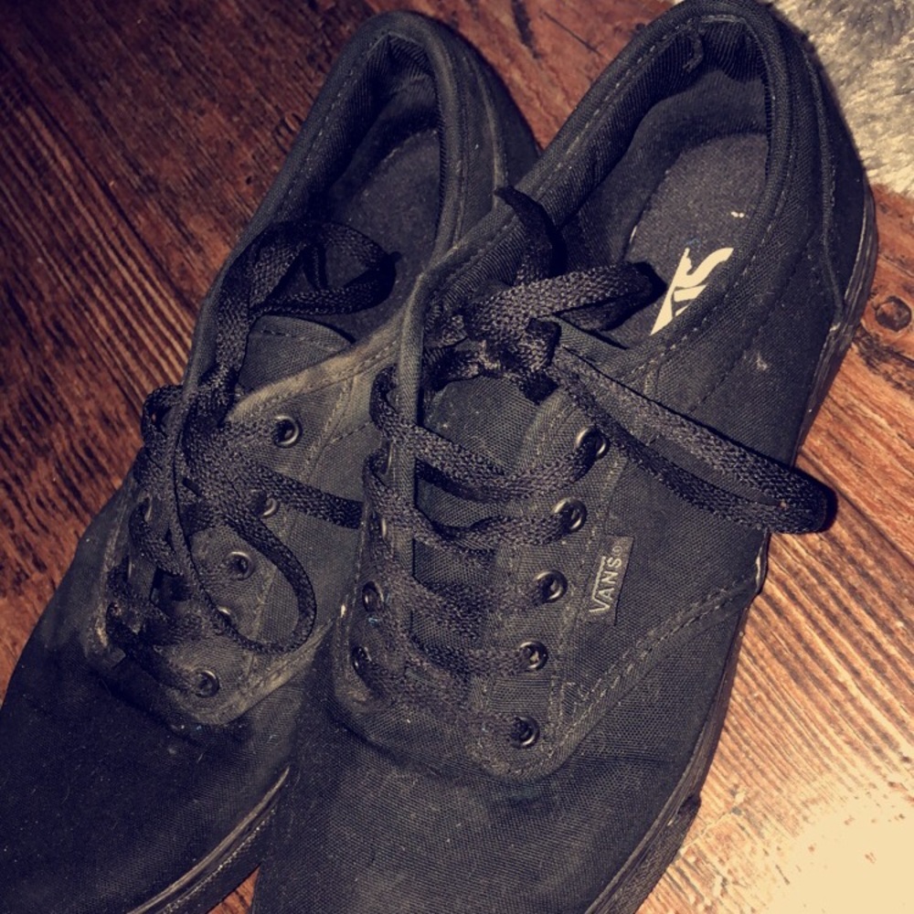 Black vans (they’re wet from cleaning)